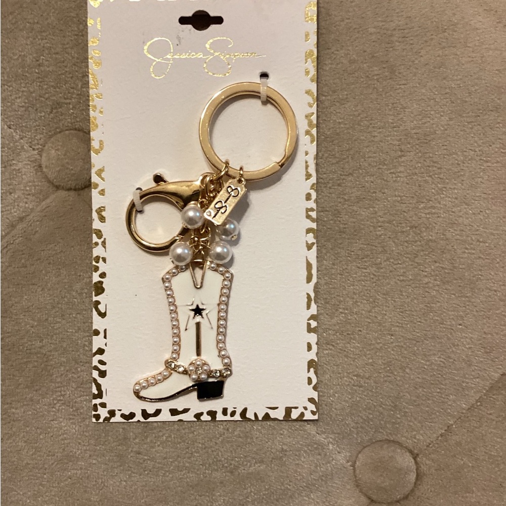 Jessica Simpson Gold Boot Keychain